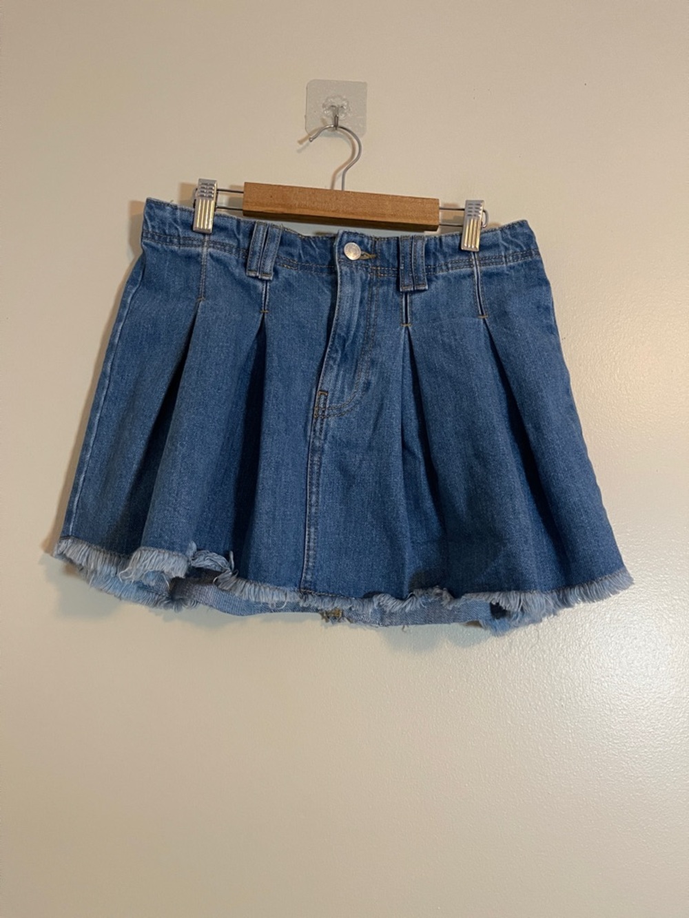 Forever 21 Jean Skirt Juniors Small Blue Pleated Denim Mini Cute Twee Festival